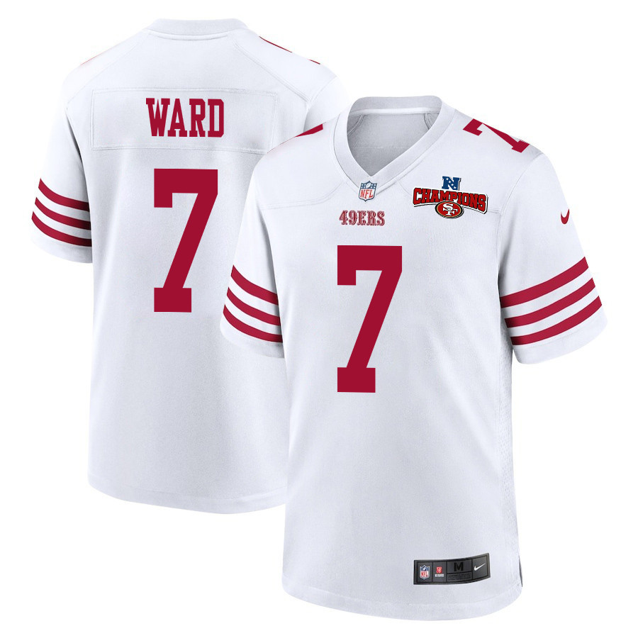 Charvarius Ward 7 San Francisco 49ers NFC Champions Patch Game White NFL Jersey Men's