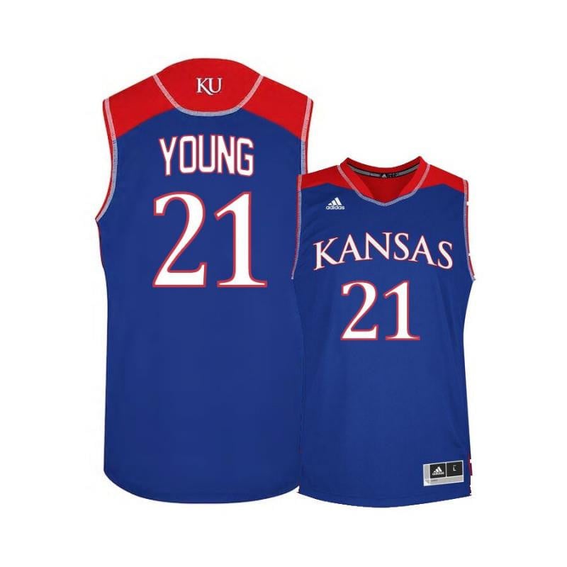 21 Clay Young Blue Kansas Jayhawks NCAA Jersey Men's