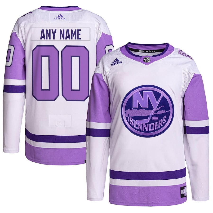 New York Islanders Fights Cancer Primegreen Custom White/Purple NHL Jersey Men's