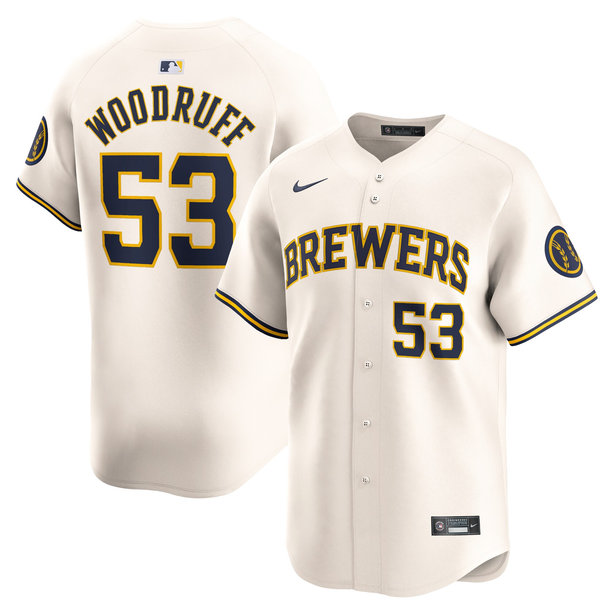 Milwaukee Brewers Brandon Woodruff Cream Home Limited Player MLB Jersey Men's