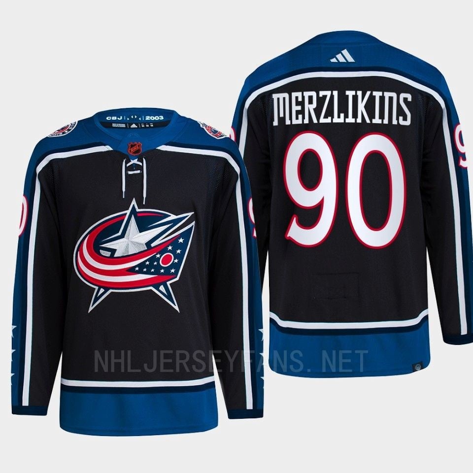 Elvis Merzlikins 90 Reverse Retro 2.0 2022 Columbus Blue Jackets Navy Primegreen NHL Jersey Men's