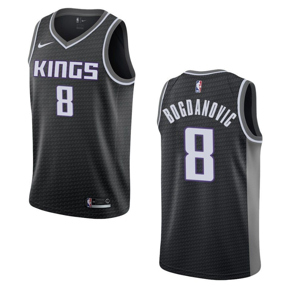 Sacramento Kings 8 Bogdan Bogdanovic Statement Swingman Black NBA Jersey Men's
