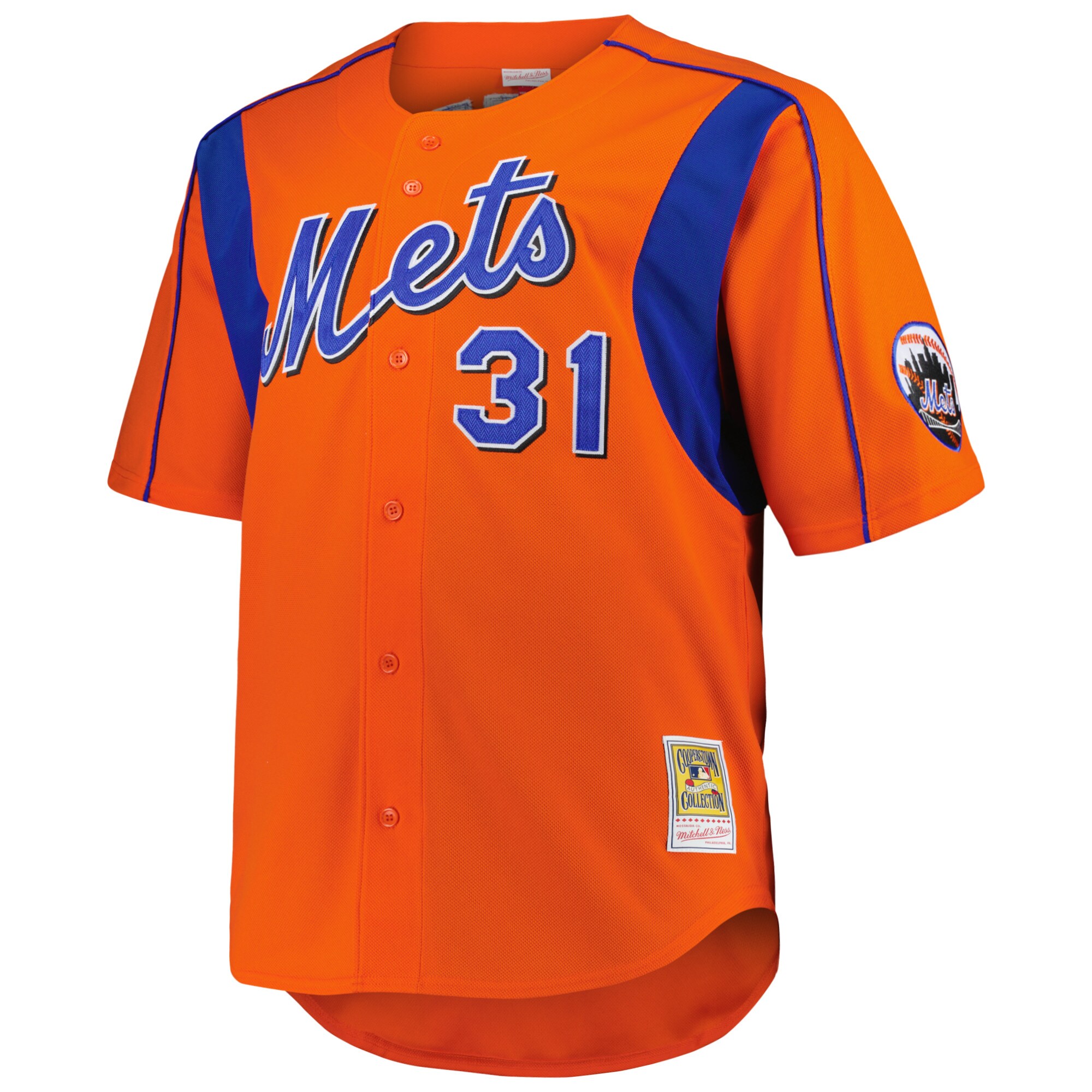 New York Mets Mike Piazza Mitchell Ness Orange Big Tall Cooperstown Collection Mesh Batting Practice MLB Jersey Men's