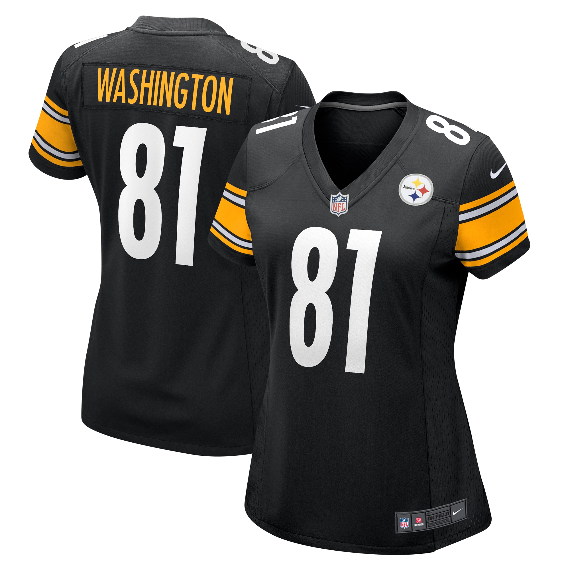 Pittsburgh Steelers Scotty Washington Black Game NFL Jersey Women's