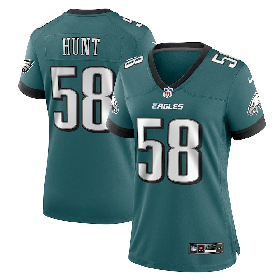 Jalyx Hunt 58 Philadelphia Eagles Team Game Midnight Green NFL Jersey Women's