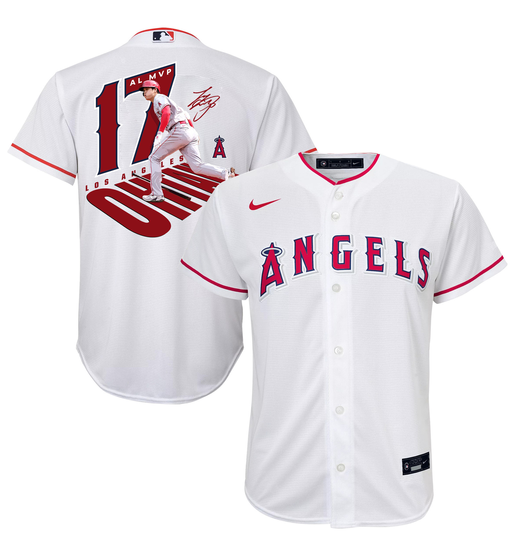 Shohei Ohtani 17 Los Angeles Angels Signed Number 2023 Home Player White MLB Jersey Youth