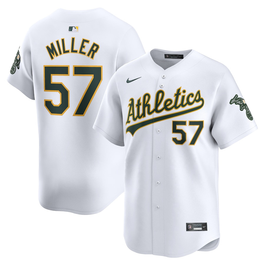 Mason Miller 57 Oakland Athletics Home Limited Player White MLB Jersey Men's