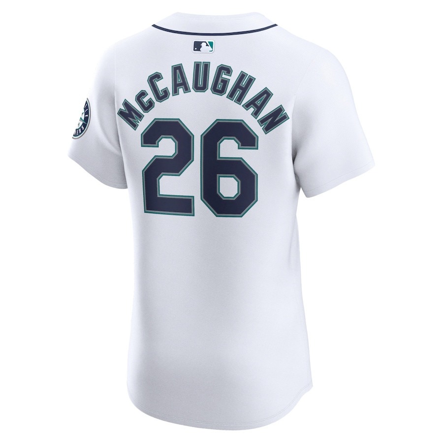 Darren McCaughan 26 Seattle Mariners Home Elite Player White MLB Jersey Men's