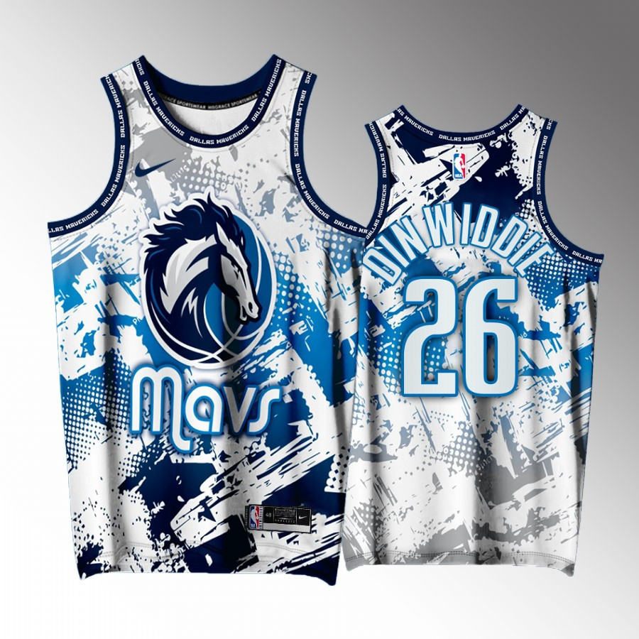 Spencer Dinwiddie 26 Dallas Mavericks White Printing Splash City Exclusive Edition NBA Jersey Men's