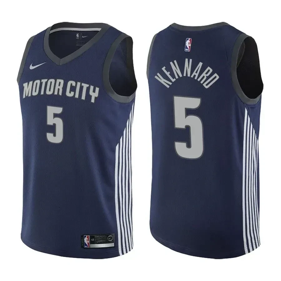 Detroit Pistons Luke Kennard 5 City Edition Navy NBA Jersey Men's