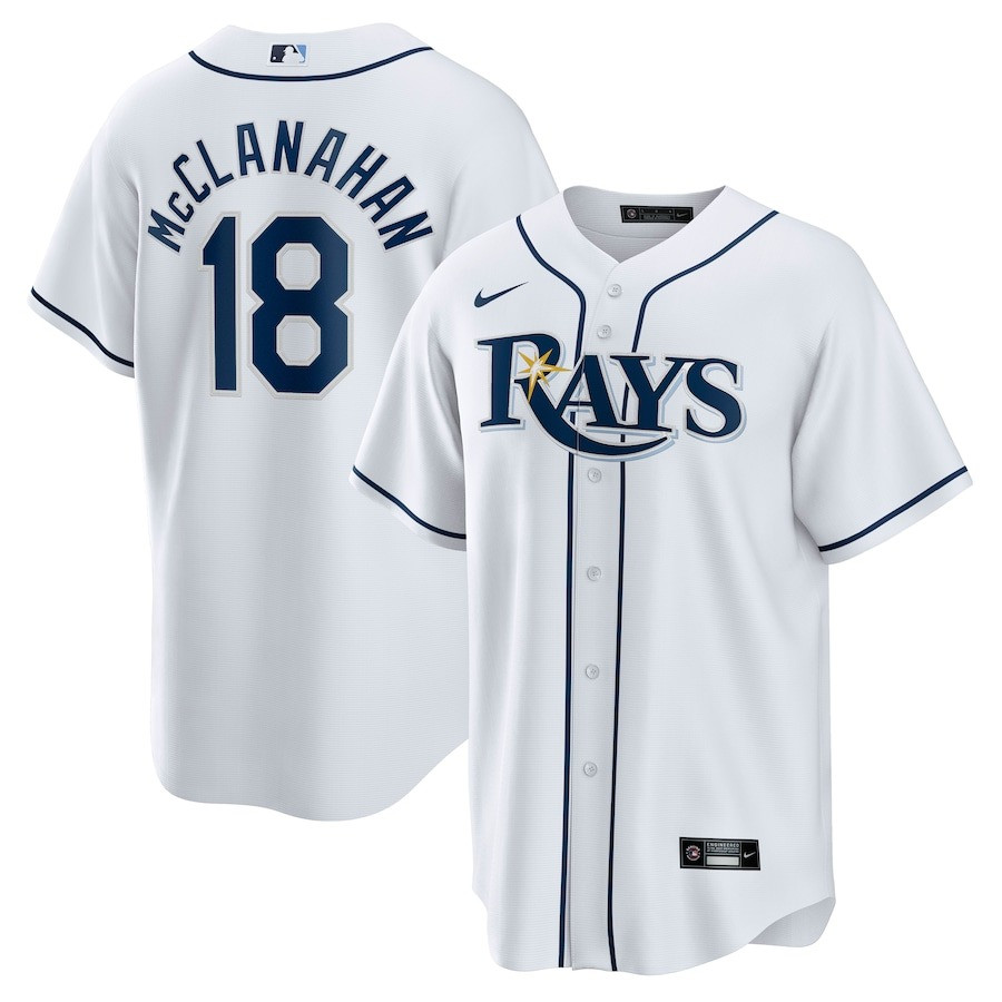 Shane McClanahan 18 Tampa Bay Rays Home Team White MLB Jersey Men's