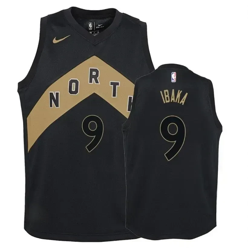 Raptors Serge Ibaka 9 City Black NBA Jersey Youth