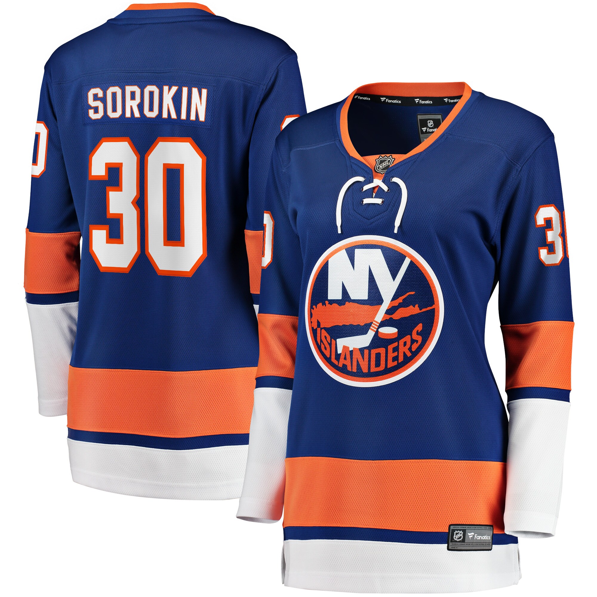 New York Islanders Ilya Sorokin Royal Home Breakaway Player NHL Jersey Women's
