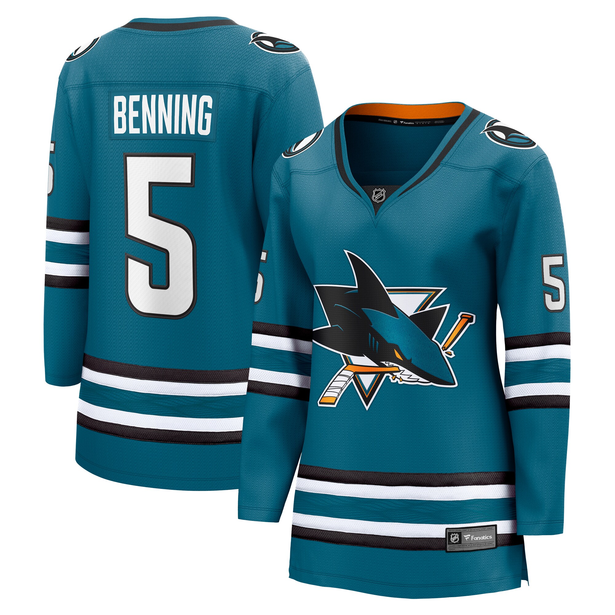 San Jose Sharks Matt Benning Teal Home Breakaway Player NHL Jersey Women's