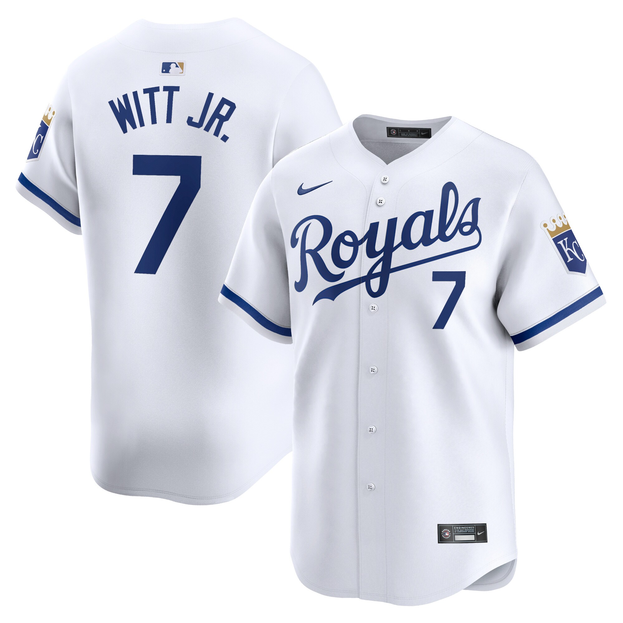 Kansas City Royals Bobby Witt Jr. White Home Limited Player MLB Jersey Men's