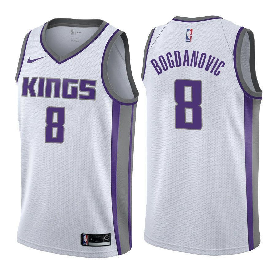 Kings Bogdan Bogdanovic 8 Associatio White NBA Jersey Men's