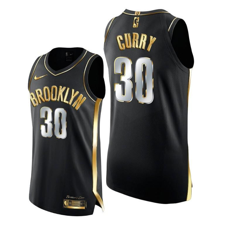 Seth Curry 30 Brooklyn Nets Golden Edition Black NBA Jersey Men's