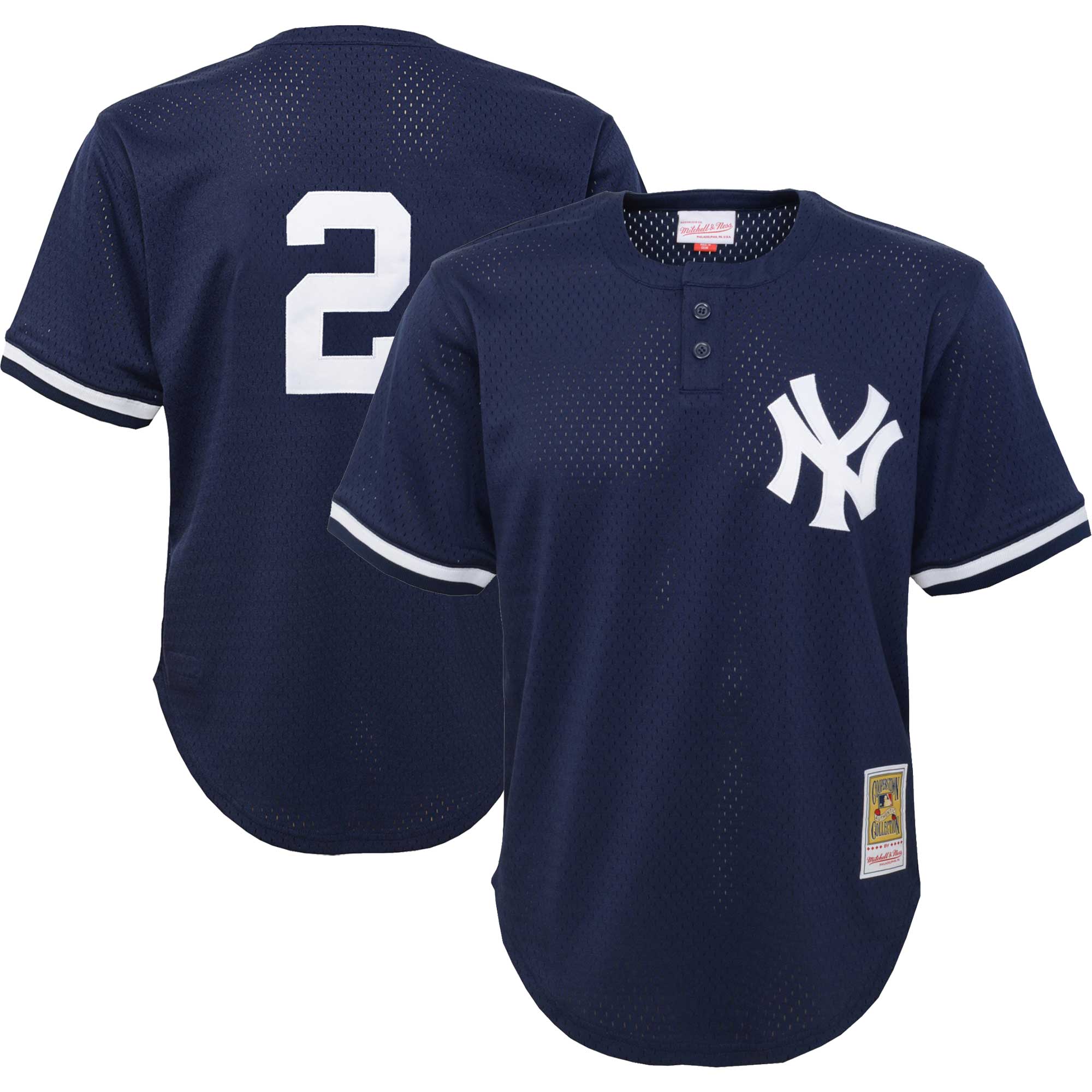 Preschool New York Yankees Derek Jeter Mitchell Ness Navy Cooperstown Collection Mesh Batting Practice MLB Jersey Men's