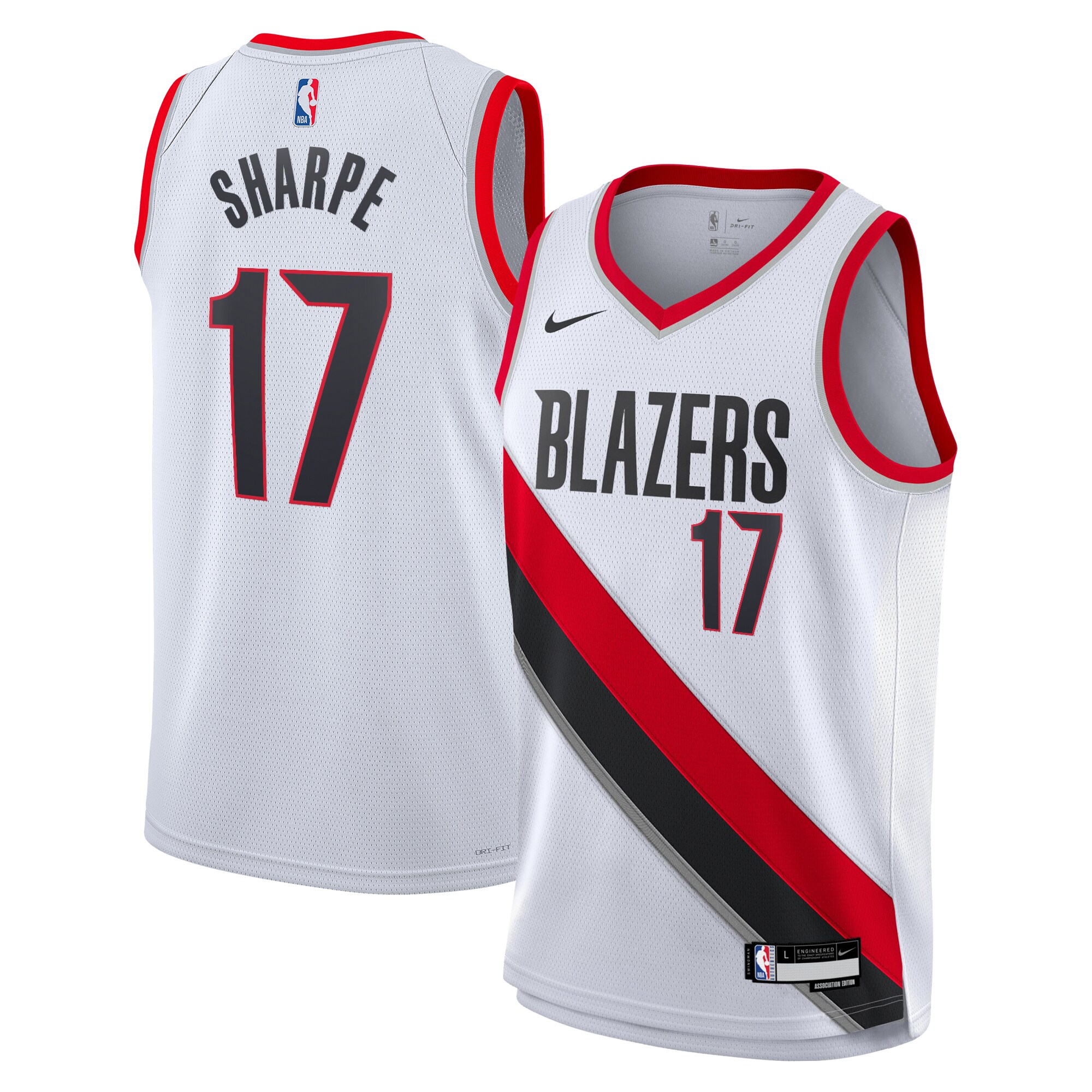 Camiseta Association Edition Swingman de los Portland Trail Blazers Blanca Shaedon Sharpe Juvenil NBA Jersey Men's