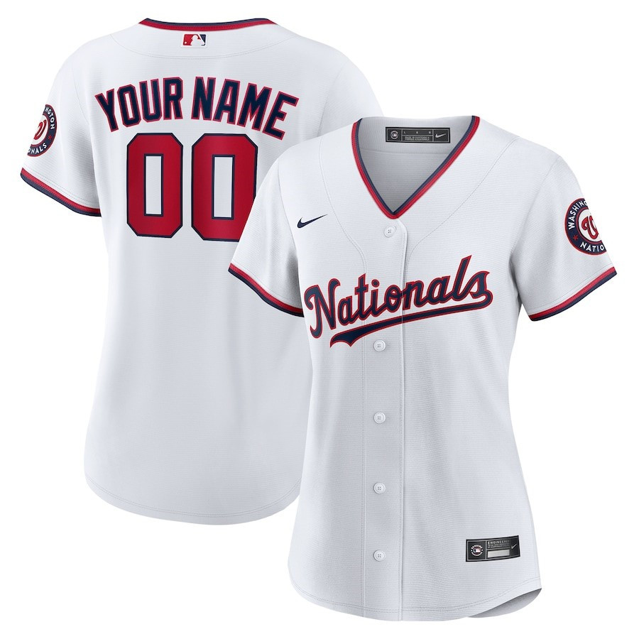 Washington Nationals Custom White MLB Jersey Women's