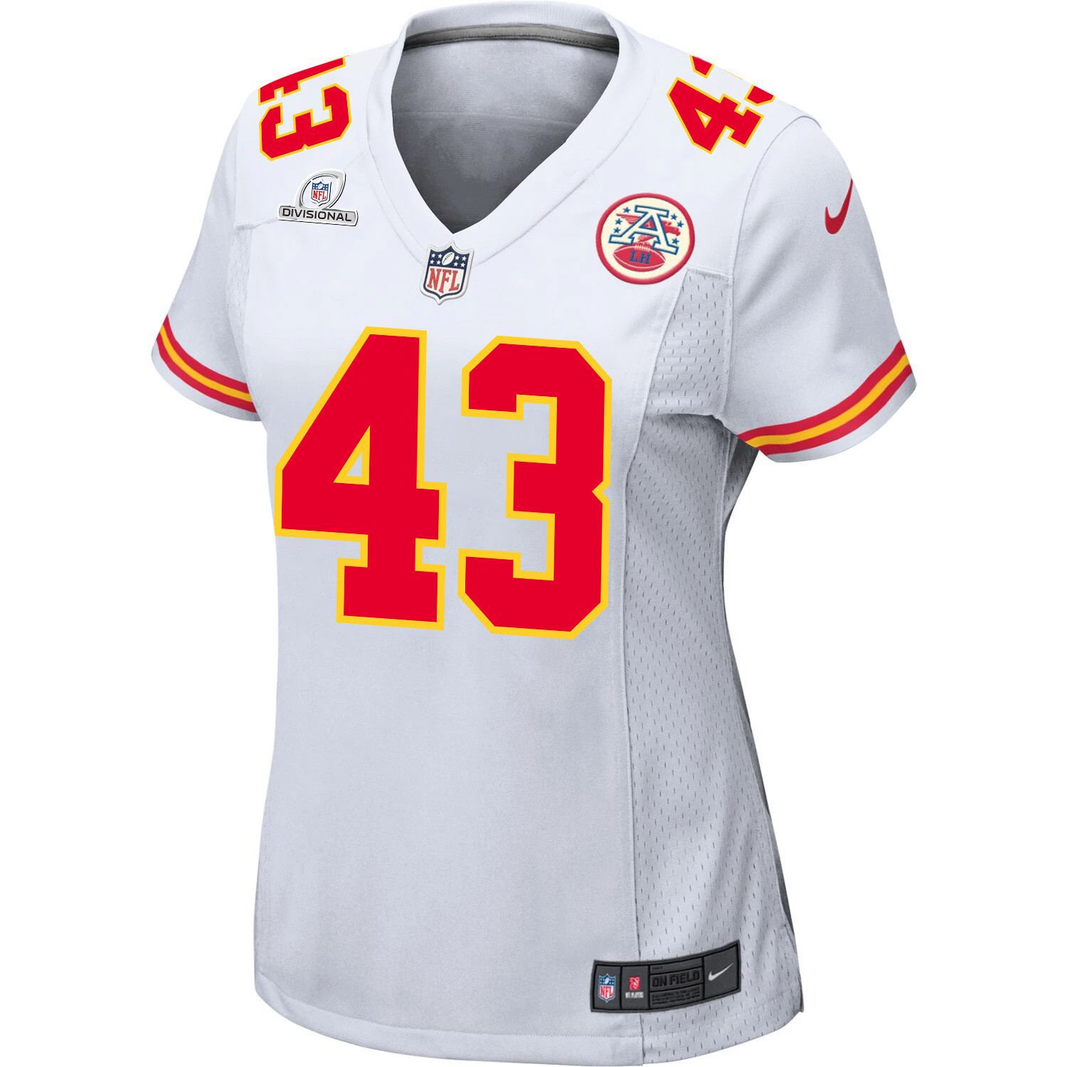 Jack Cochrane 43 Kansas City Chiefs Super Bowl LVIII Patch Game White NFL Jersey Women's