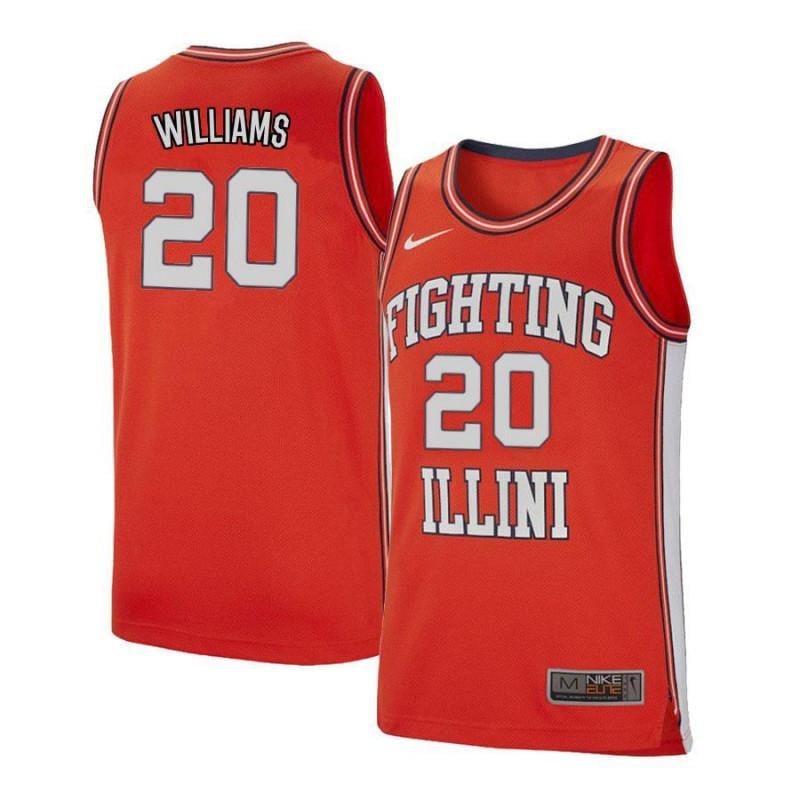 20 DaMonte Williams Orange Retro Elite Illinois Fighting Illini NCAA Jersey Men's