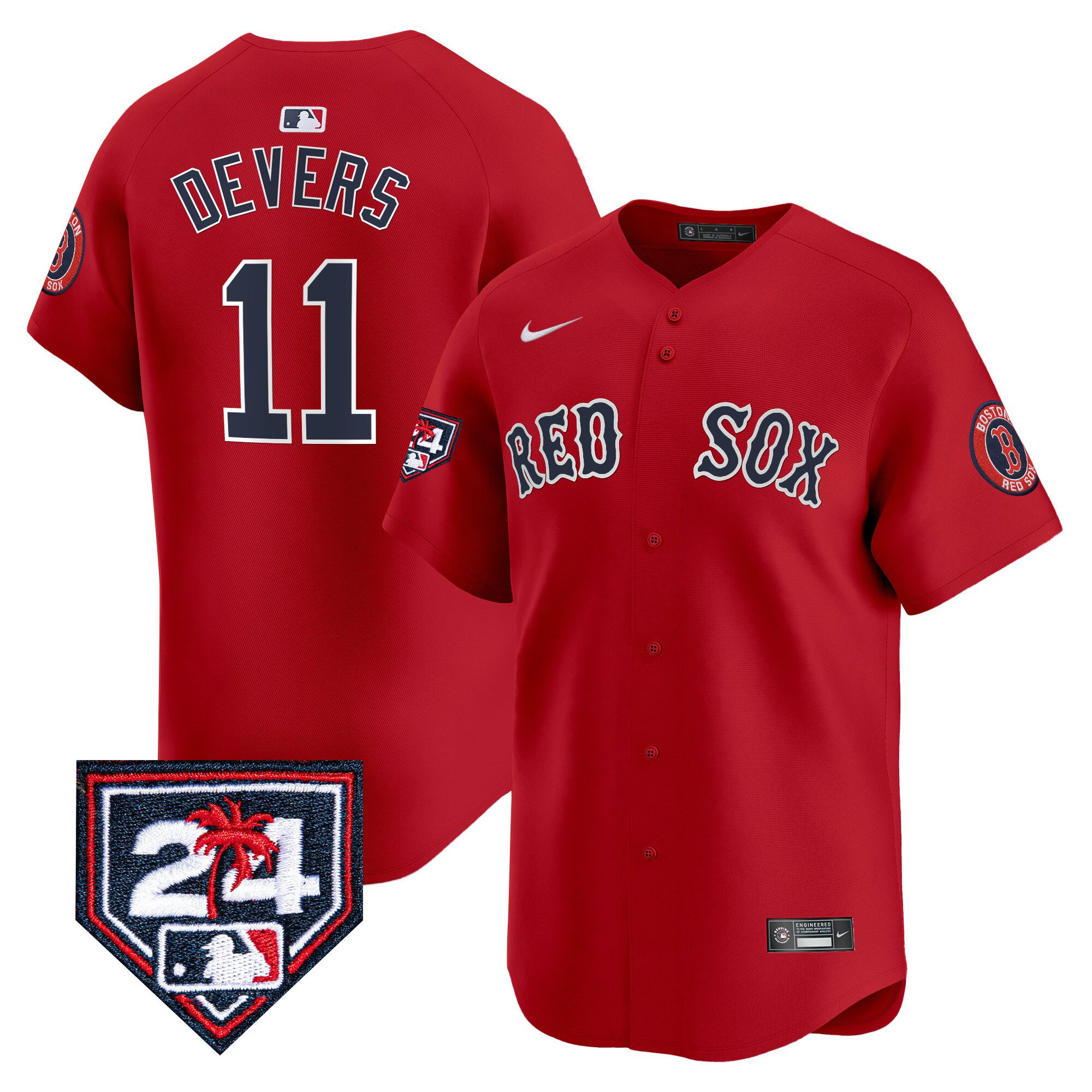 Rafael Devers 11 Boston Red Sox 2024 Spring Training Red MLB Jersey Men's