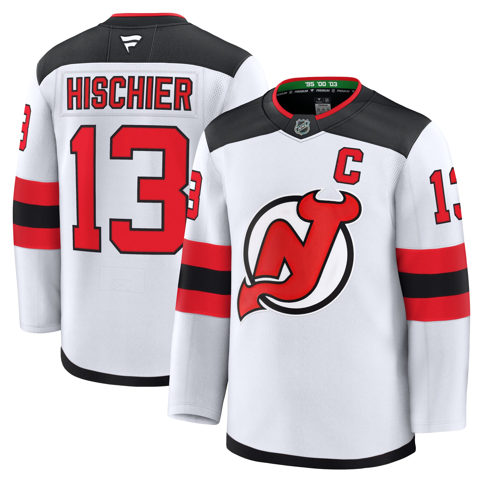 New Jersey Devils Nico Hischier White Away Premium NHL Jersey Men's