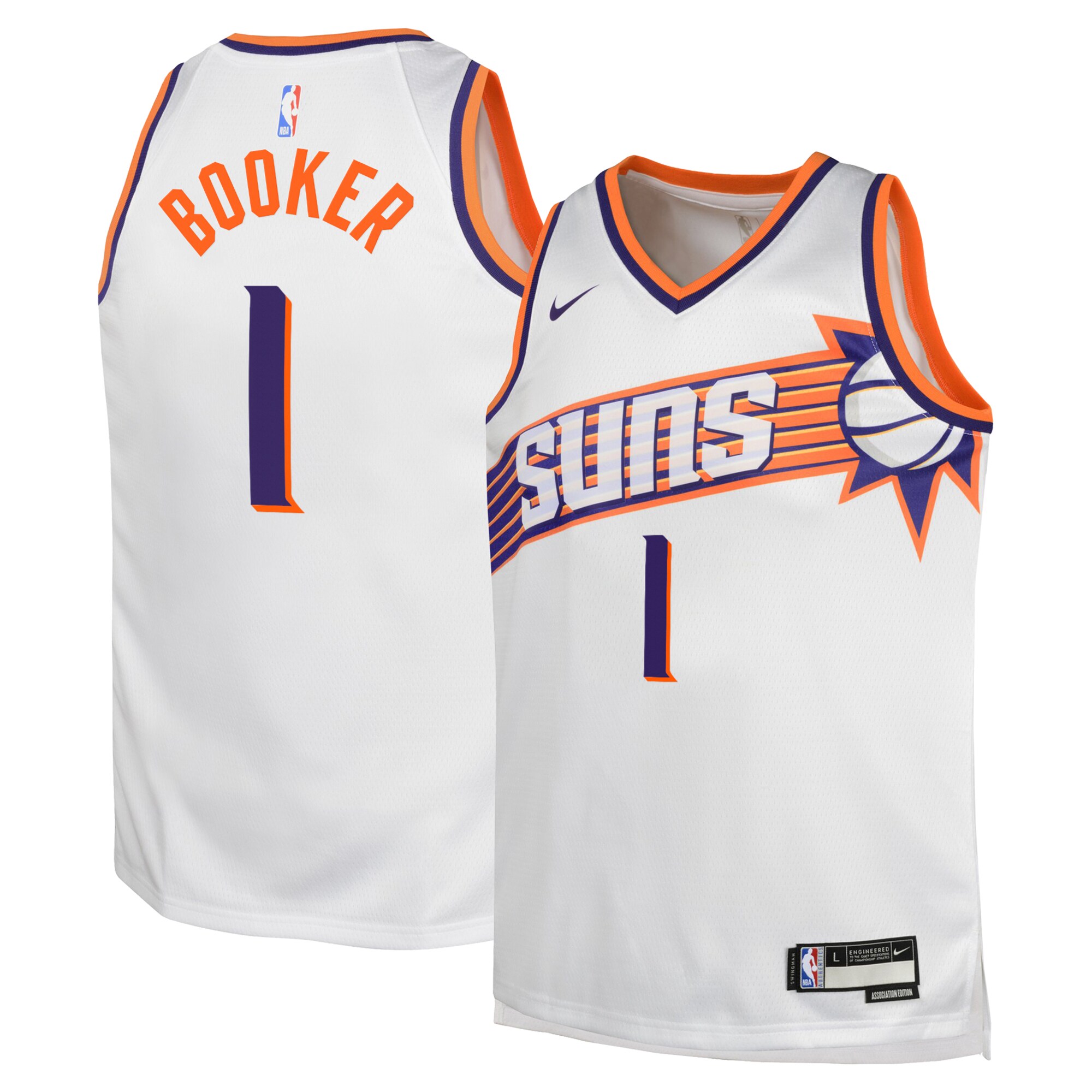 Camiseta Association Edition Swingman de los Phoenix Suns Blanco Devin Booker NBA Jersey Men's
