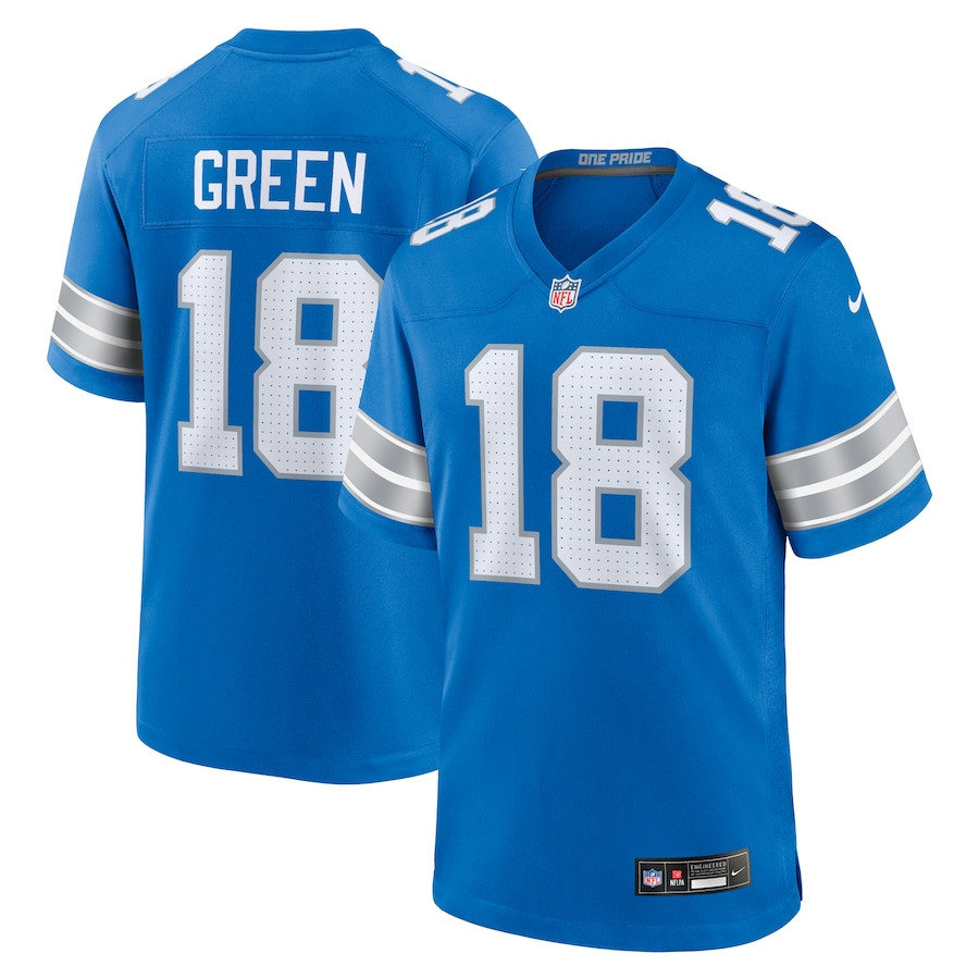 Antoine Green 18 Detroit Lions Team Game Blue NFL Jersey Men's