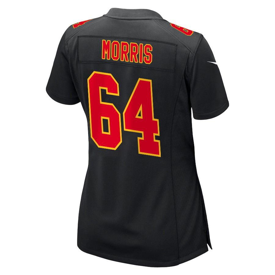 Wanya Morris 64 Kansas City Chiefs Super Bowl LVIII Champions 4X Fashion Game Carbon Black NFL Jersey Women's