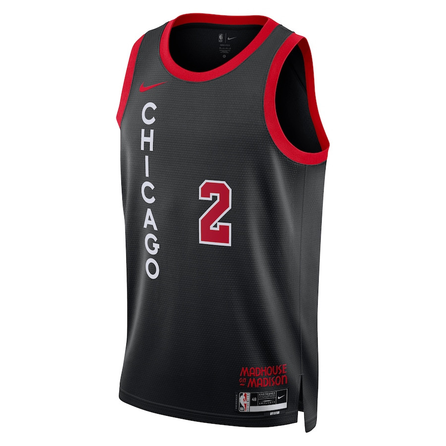 Lonzo Ball 2 Chicago Bulls 2023/24 City Edition Swingman Black NBA Jersey Men's