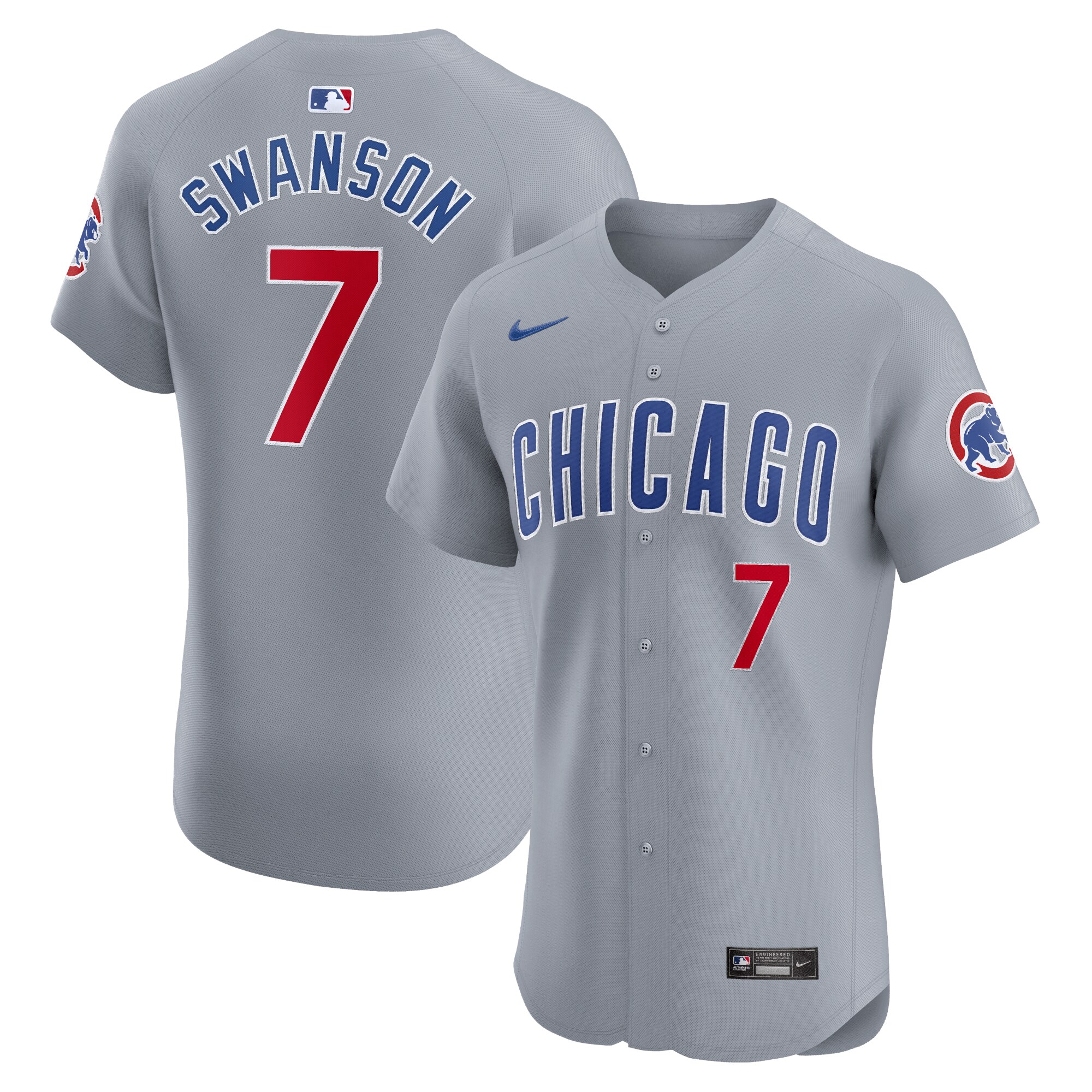 Chicago Cubs Dansby Swanson Gray Road Elite Player MLB Jersey Men's