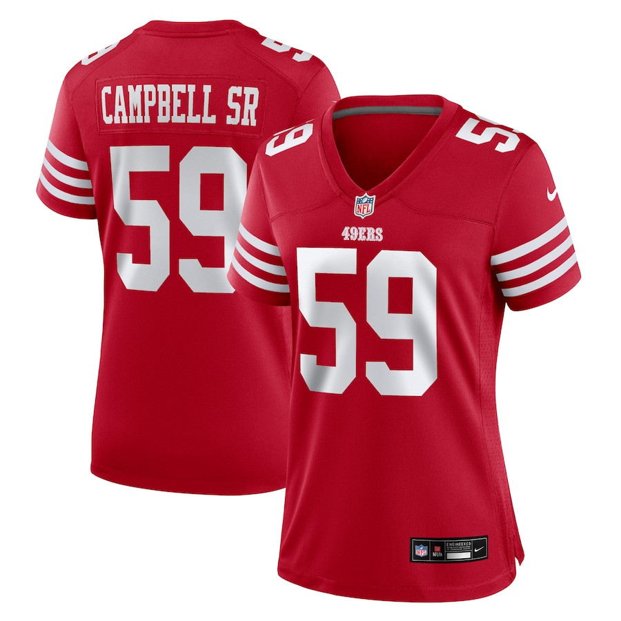 De'Vondre Campbell 59 San Francisco 49ers Game Scarlet NFL Jersey Women's