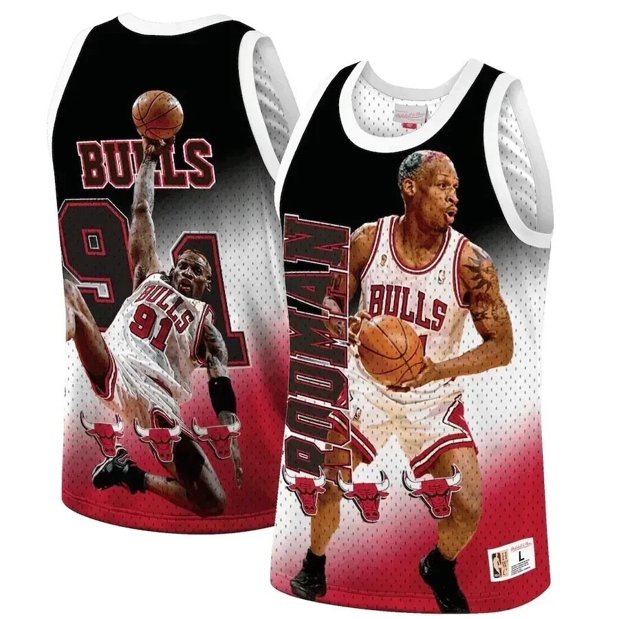 Dennis Rodman Chicago Bulls Mitchell Ness Behind The Back Tank Top Red NBA Jersey Men's