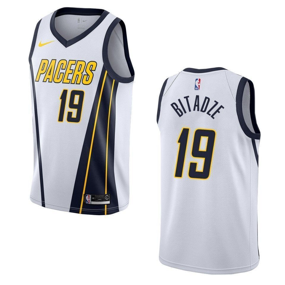 Indiana Pacers 19 Goga Bitadze Earned Swingman White NBA Jersey Men's