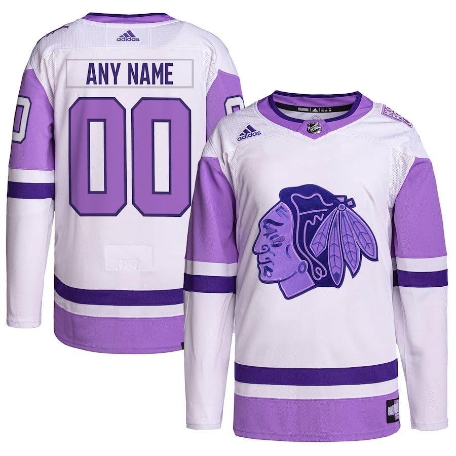 Chicago Blackhawks Fights Cancer Primegreen Custom White/Purple NHL Jersey Men's