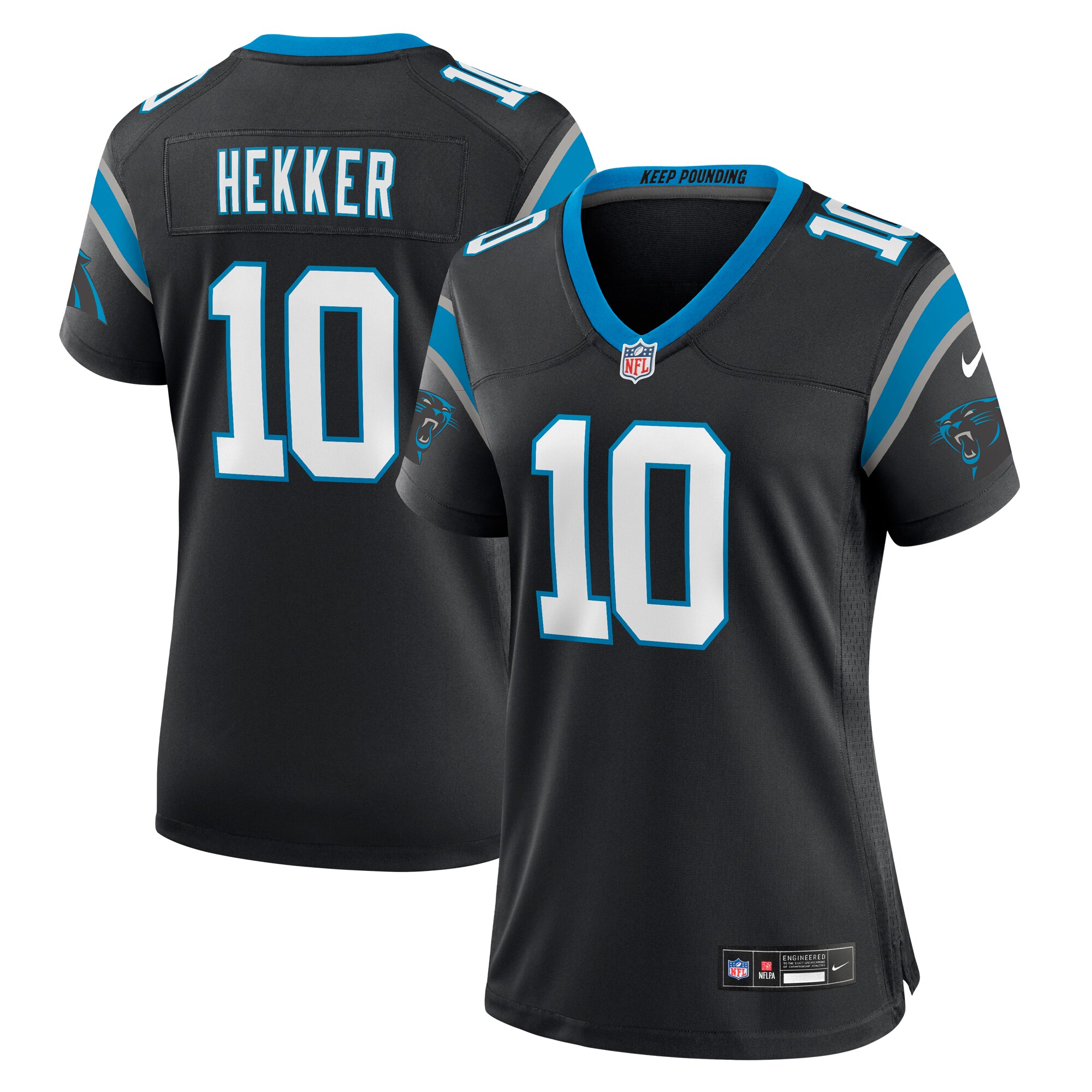 Carolina Panthers Johnny Hekker Black Team Game NFL Jersey Women's