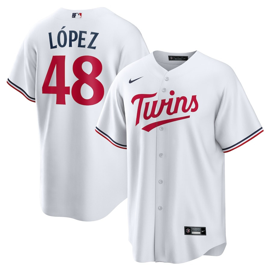 Jorge L?pez 48 Minnesota Twins Team Logo Home White MLB Jersey Men's