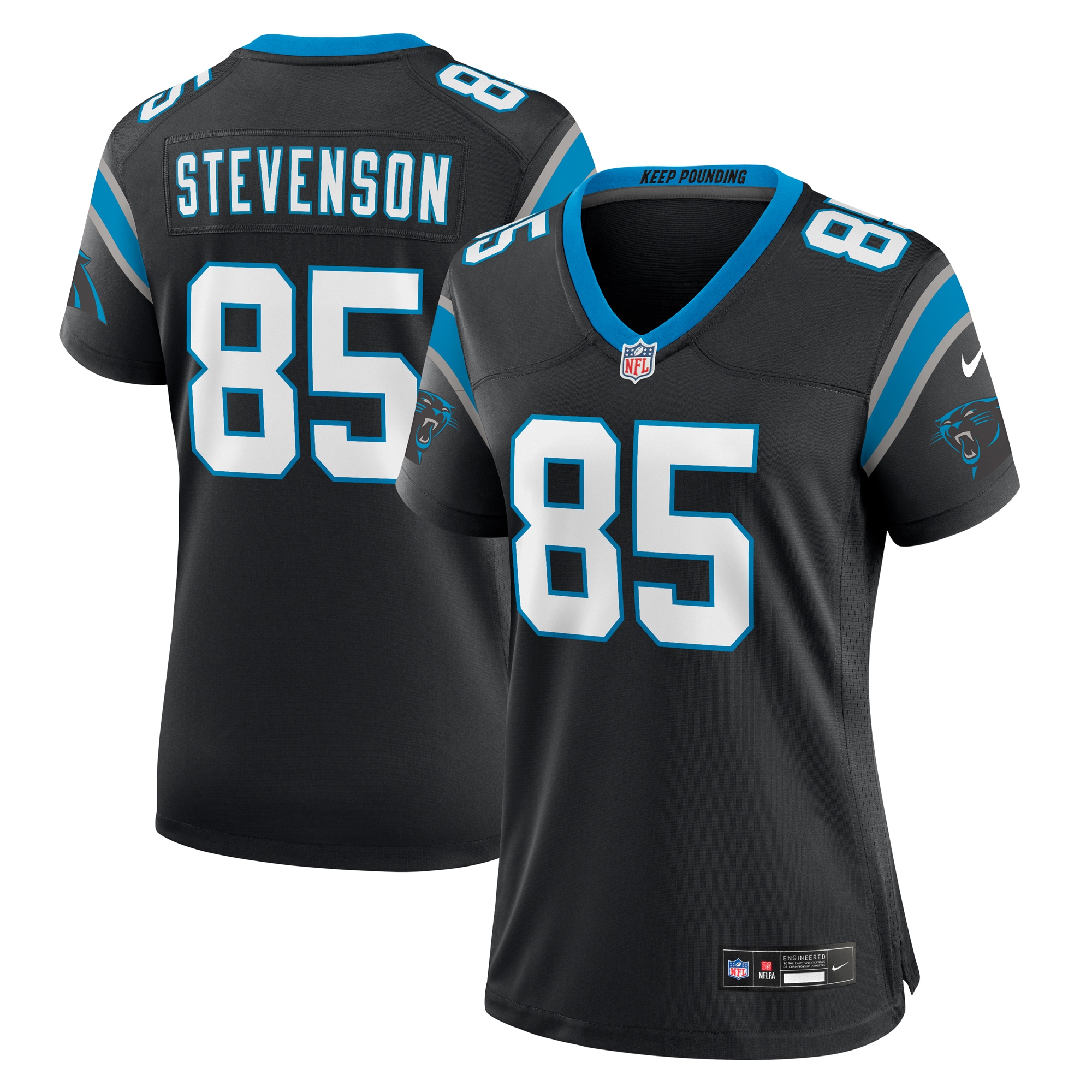 Carolina Panthers Marquez Stevenson Black Team Game NFL Jersey Women's