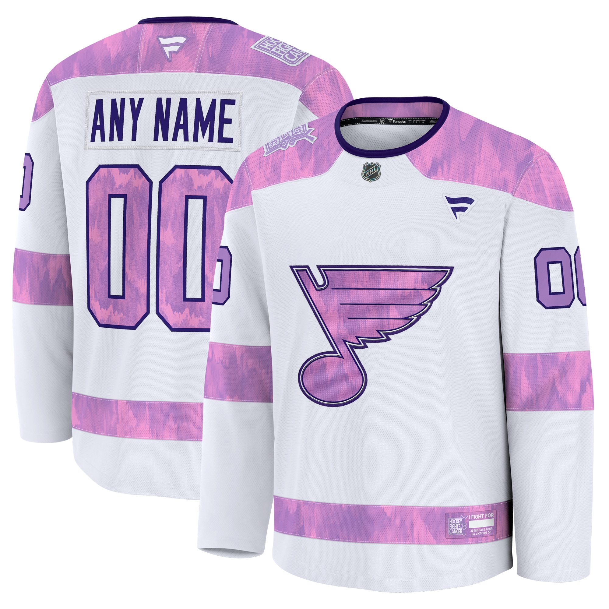 St. Louis Blues White 2024 Fights Cancer Custom Practice NHL Jersey Men's