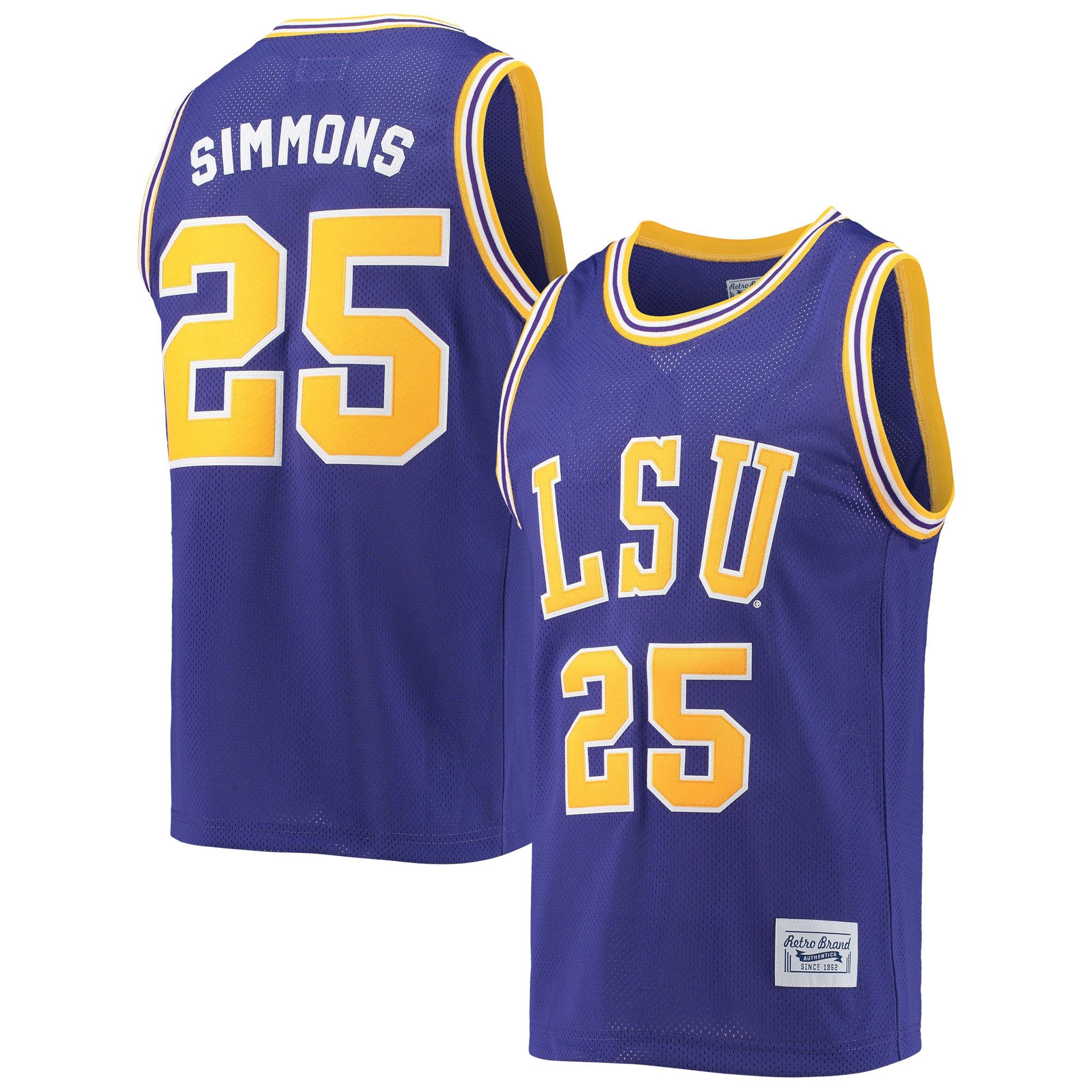 Ben Simmons #25 LSU Tigers Retro Classic Purple NCAA Jersey Men's