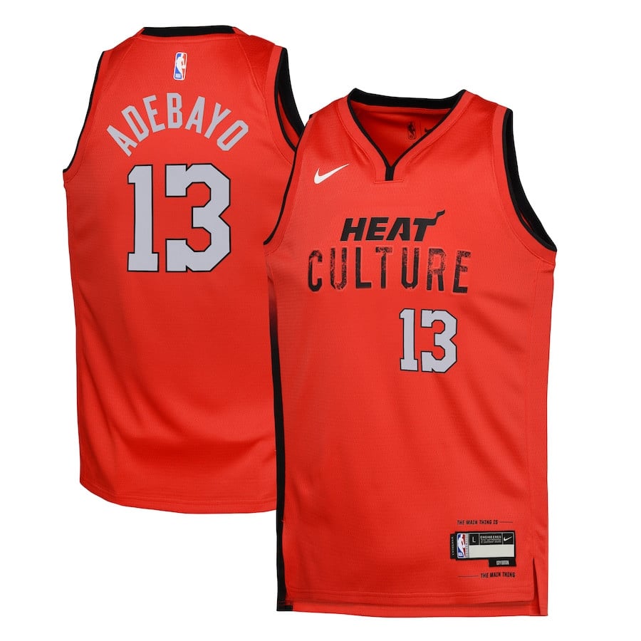 Bam Adebayo 13 Miami Heat 2024/25 Swingman Playe City Edition Red NBA Jersey Youth