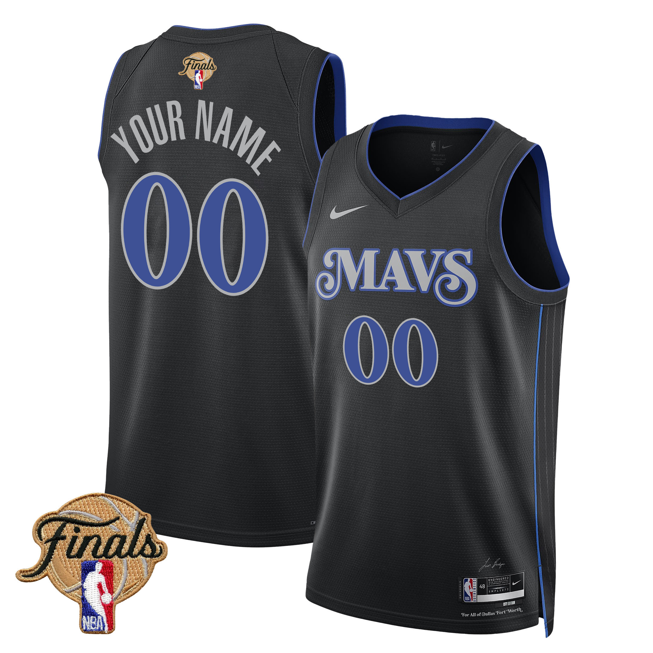 Dallas Mavericks 2024 FINALS PATCH Swingman Custom City Edition Black NBA Jersey Men's