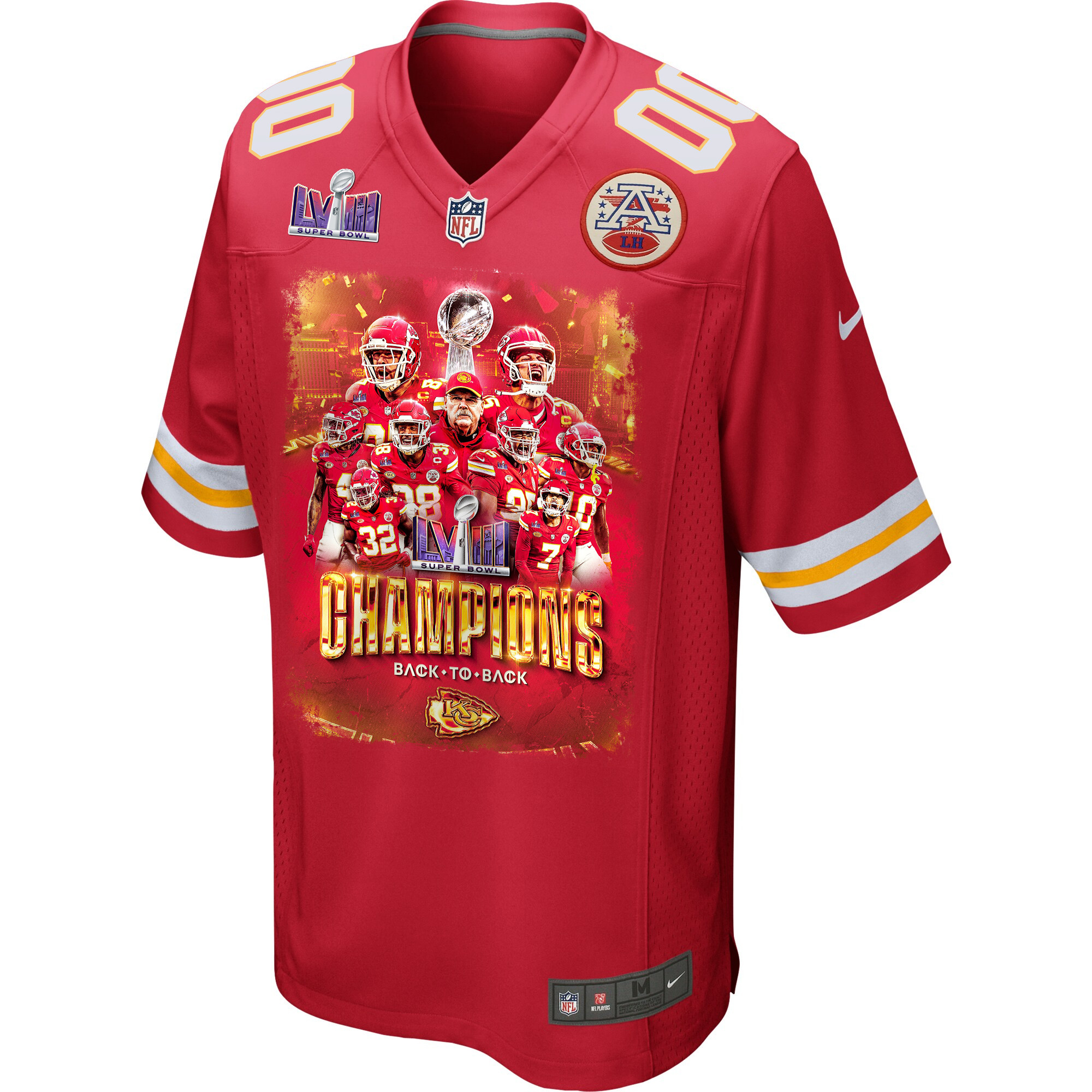 Kansas City Chiefs Super Bowl LVIII Back To Back Game Custom Scarlet NFL Jersey Men's