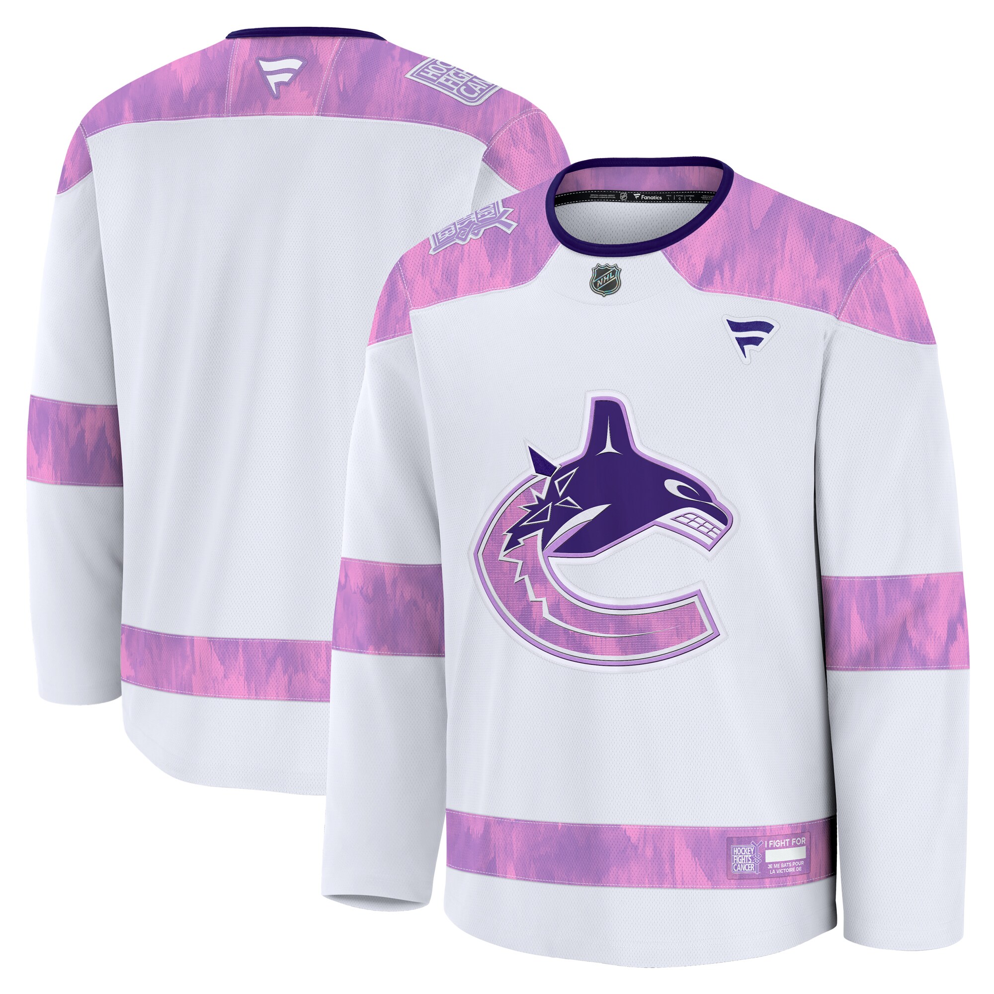 Vancouver Canucks White 2024 Fights Cancer Practice NHL Jersey Men's