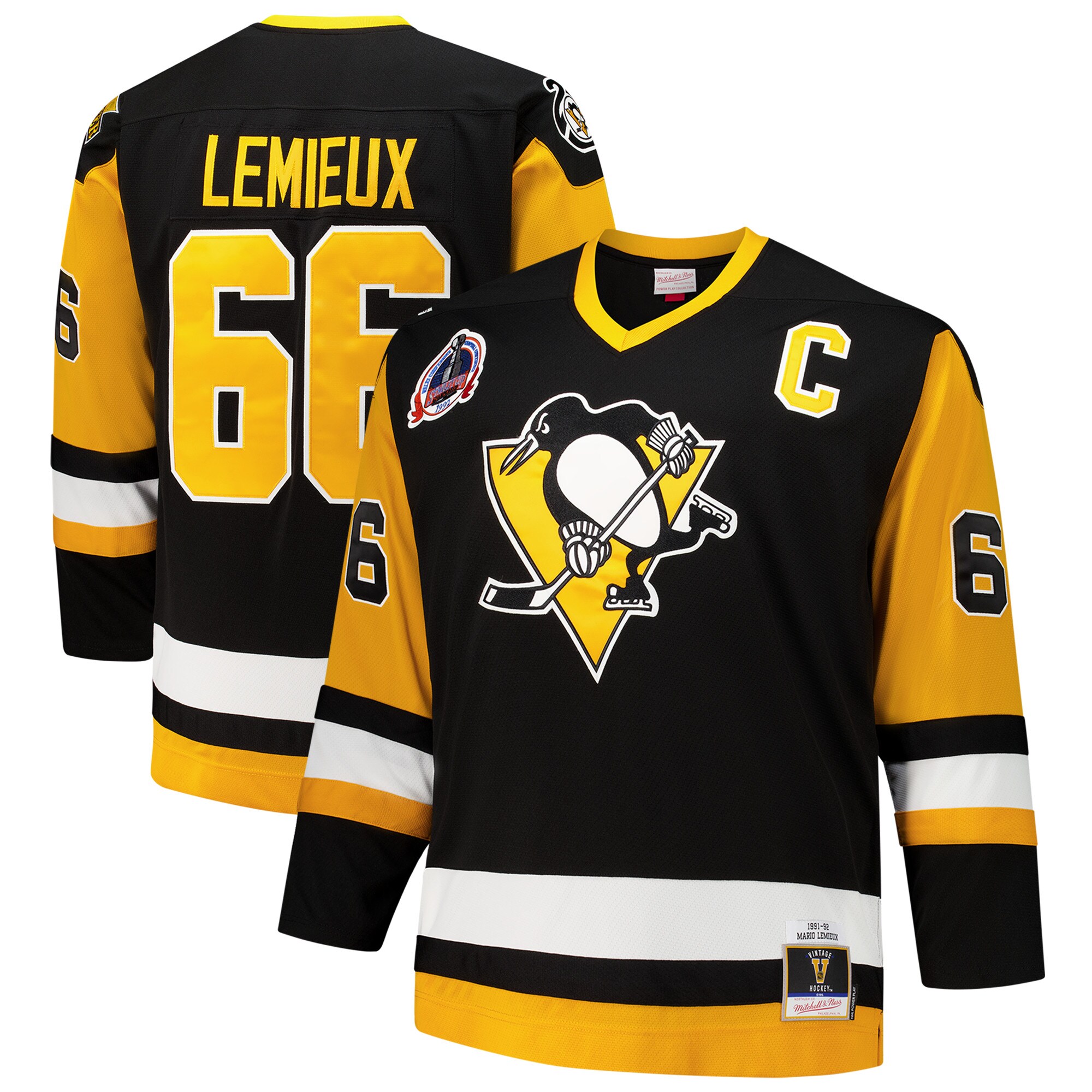 Pittsburgh Penguins Mario Lemieux Mitchell Ness Black Big Tall 1991/92 Blue Line 2.0 NHL Jersey Men's