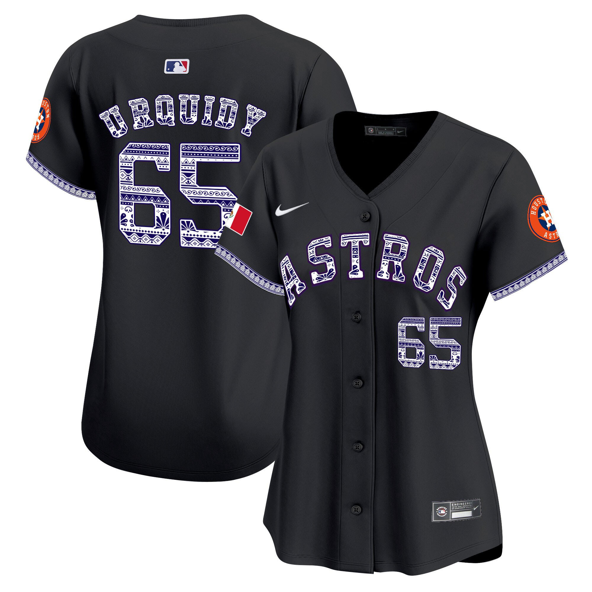 Jose Urquidy 65 Houston Astros Mexico Black MLB Jersey Women's