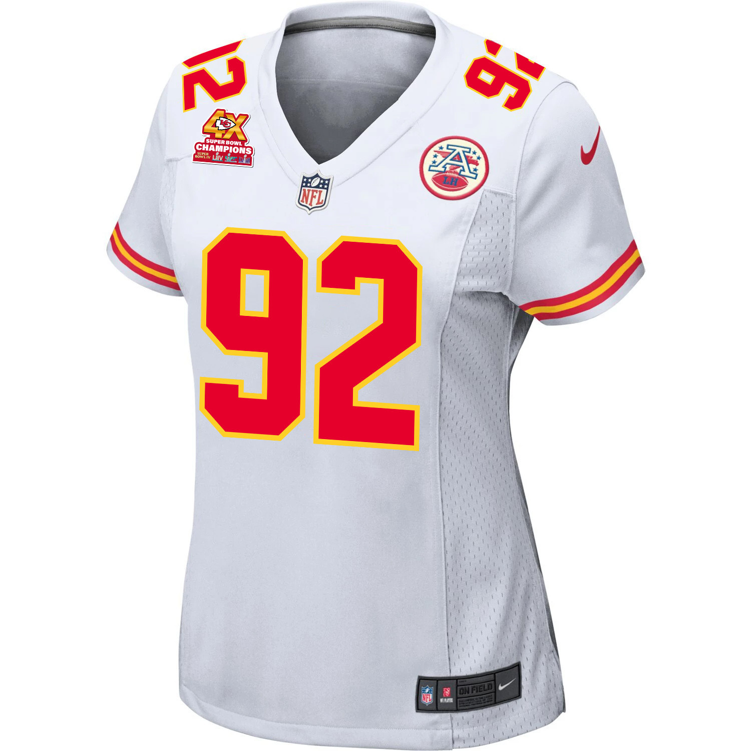 Neil Farrell 92 Kansas City Chiefs Super Bowl LVIII Champions 4X Game White NFL Jersey Women's