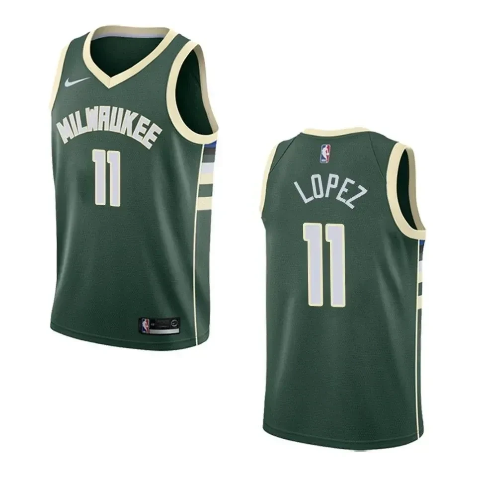 Milwaukee Bucks 11 Brook Lopez Icon Swingman Green NBA Jersey Men's